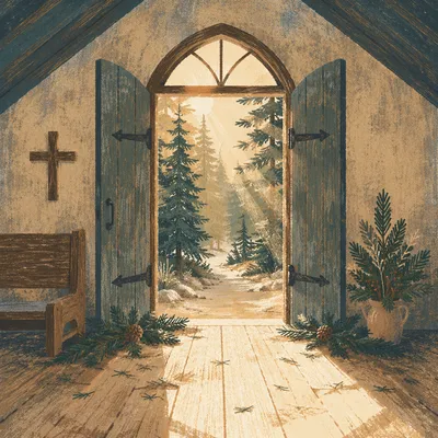 Open Chapel Door to Evergreen Light