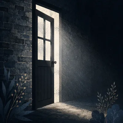 Open Door with Streaming Light