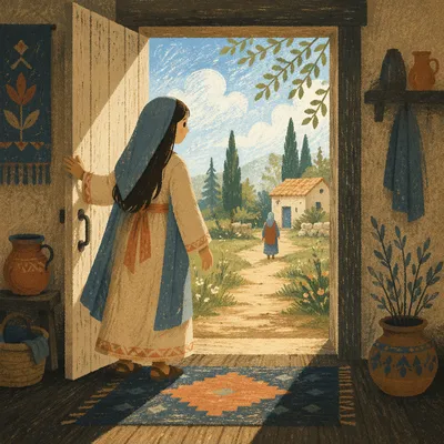 Open Cottage Door with Hopeful Light