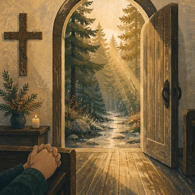 Open Chapel Door to Evergreen Light