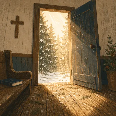 Open Chapel Door with Morning Light