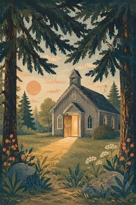 Open Chapel Door With Morning Light