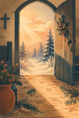 Open Chapel Door With Morning Light