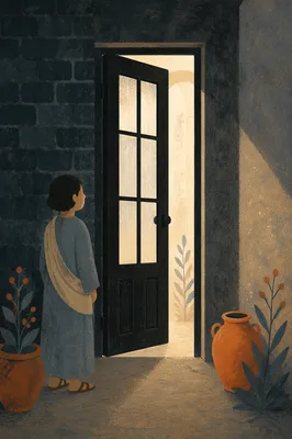 Open Doorway With Hopeful Streaming Light