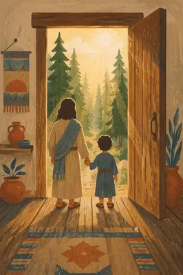 Open Cabin Door to Evergreen Light