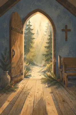 Open Chapel Door to Evergreen Light