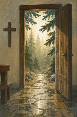 Open Chapel Door to Evergreen Light