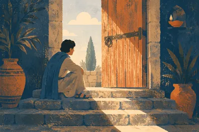 Open Door Light Through Stone Entryway