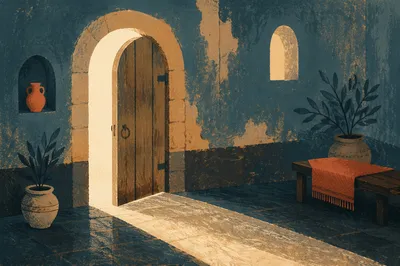 Open Arched Doorway Filled with Hopeful Light