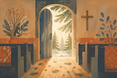Open Chapel Door with Morning Light