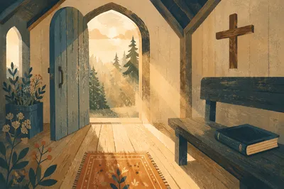 Open Chapel Door with Morning Light