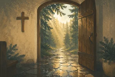 Open Chapel Door to Evergreen Light
