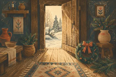 Evergreen Doorway with Morning Light