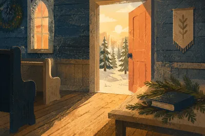 Open Chapel Door With Morning Light