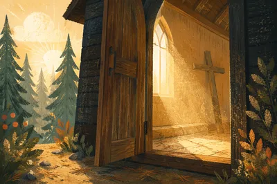 Open Chapel Door with Morning Light