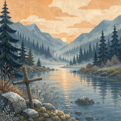 Peaceful Evergreen Valley River at Dawn