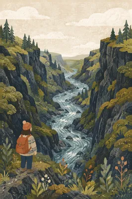 Peaceful Glacial River in Evergreen Valley