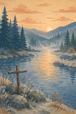 Peaceful Evergreen Valley River at Dawn
