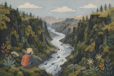Peaceful Glacial River in Evergreen Valley