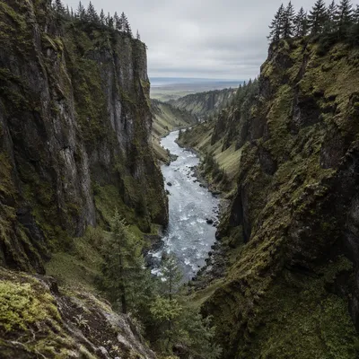 Peaceful Glacial River in Evergreen Valley
