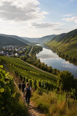Peaceful River Valley with Evergreen Vineyards