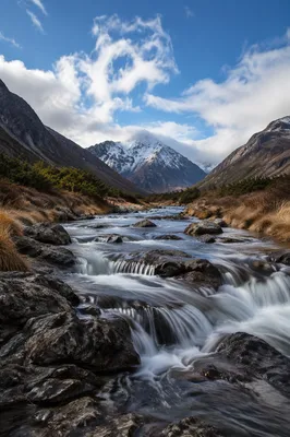 Peaceful River Valley With Evergreen Slopes