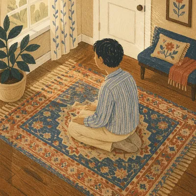 Quiet Home Prayer on Vintage Rug
