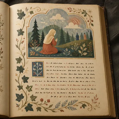 Antique Devotional Manuscript with Prayer Miniature