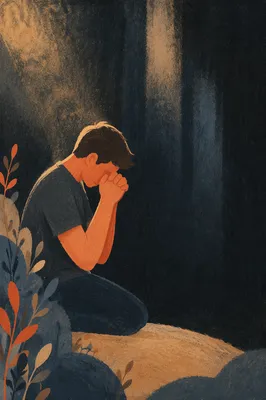 Kneeling Prayer in Quiet Monochrome