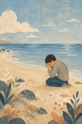 Quiet Beach Prayer Beneath Open Sky