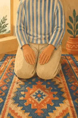 Quiet Kneeling Prayer in Warm Light