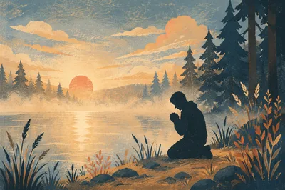 Kneeling Prayer by Misty Evergreen Lake