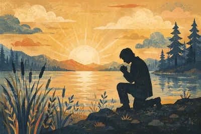 Kneeling Prayer by Misty Evergreen Lake