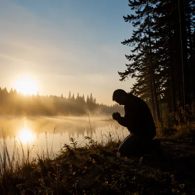 Kneeling Prayer by Misty Evergreen Lake