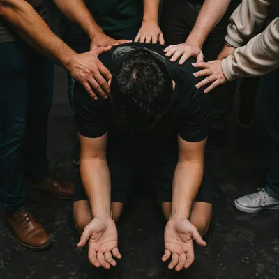 Overhead Prayer with Supportive Hands