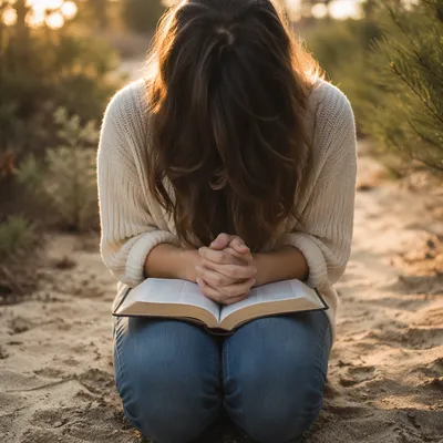 Quiet Prayer on Evergreen Woodland Path