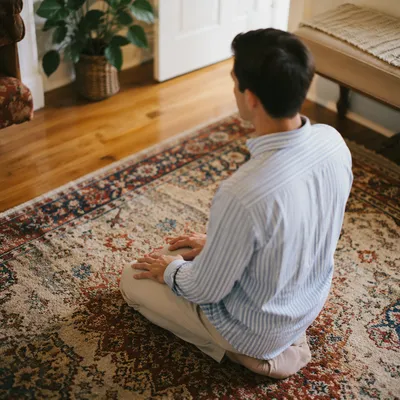 Quiet Home Prayer on Vintage Rug