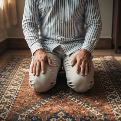 Quiet Kneeling Prayer in Warm Light