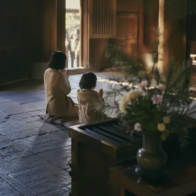 Quiet Prayer in a Wooden Chapel
