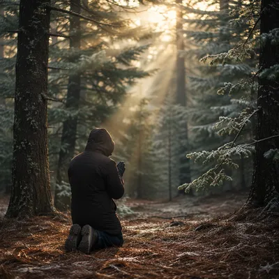 Winter Prayer Beneath Evergreen Trees