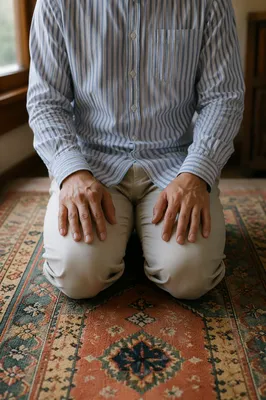 Quiet Kneeling Prayer in Warm Window Light