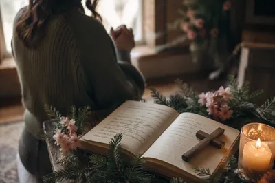 Evergreen Prayer Journal With Kneeling Devotion