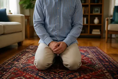 Quiet Prayer on Patterned Living Room Rug