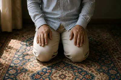 Quiet Kneeling Prayer in Warm Light