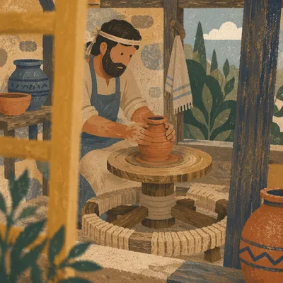 Potter Hands Shaping Terracotta Clay Vessel