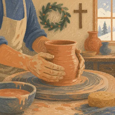 Potter Hands Shaping Clay in Faithful Renewal