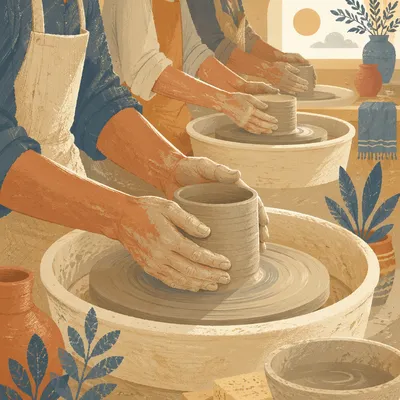 Potter Hands Shaping Clay in Fellowship