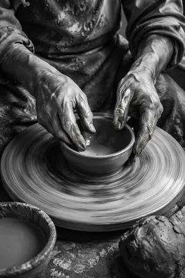 Potter Hands Shaping Clay Bowl