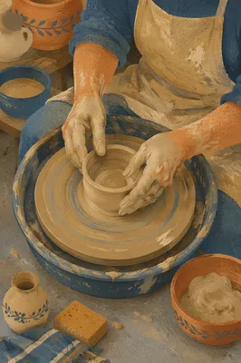 Potter Hands Shaping Clay Bowl