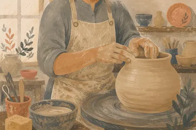 Potter Hands Shaping Clay Vessel